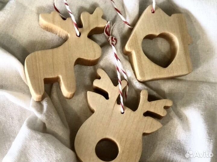 Елочные игрушки /украшения/ на елку береза, 8 см