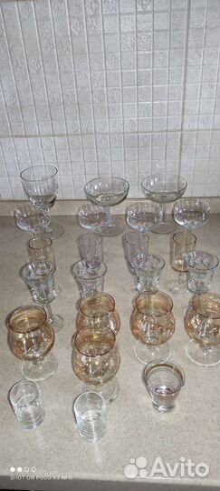 Фужеры цветной хрусталь СССР