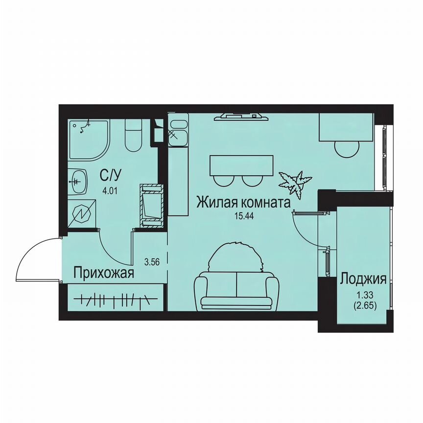 Квартира-студия, 24,3 м², 7/9 эт.