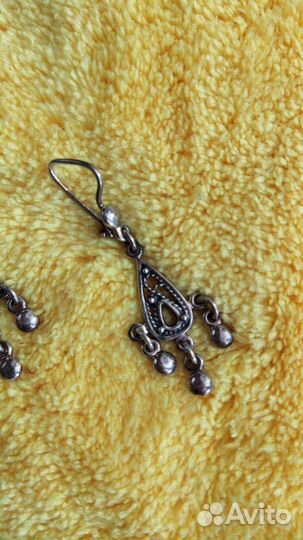 Серебряные серьги СССР винтаж, проба 925