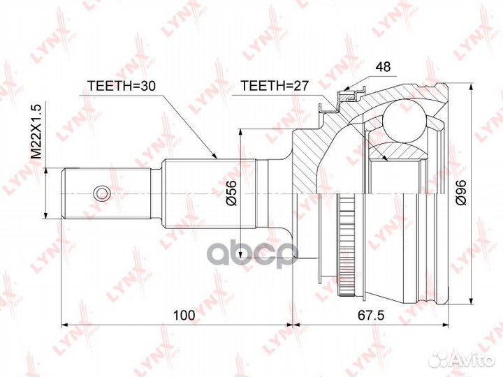 Шрус lynxauto CO-7551A lexus RX 300 97-03 CO-7551A