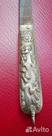 Нож складной перочинный серебряный дракон