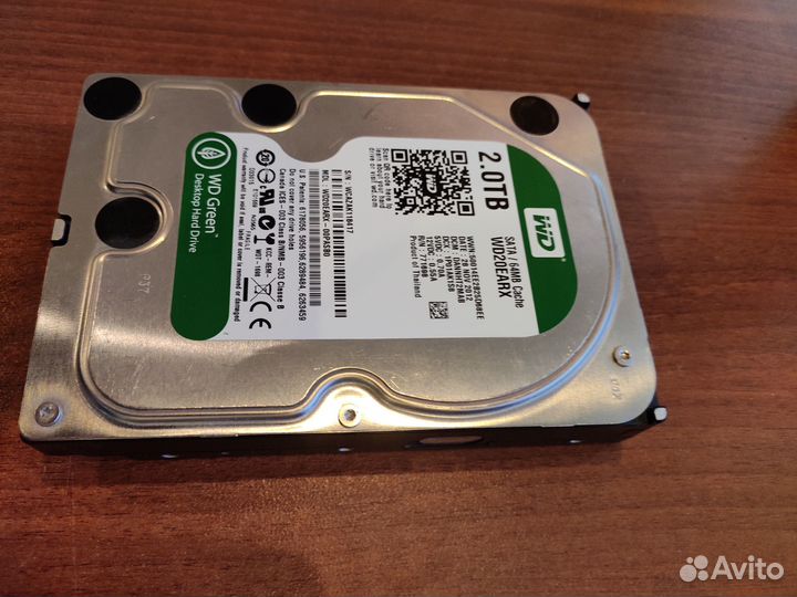Жесткий диск WD Green WD20earx, 2Тб, SATA III