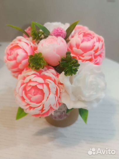 Букет цветов из мыла пионы