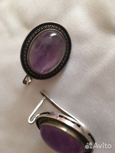 Серебряные серьги с аметистом