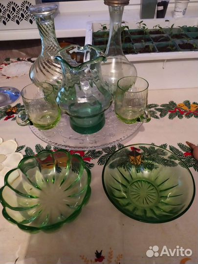 Посуда СССР из зелёного стекла