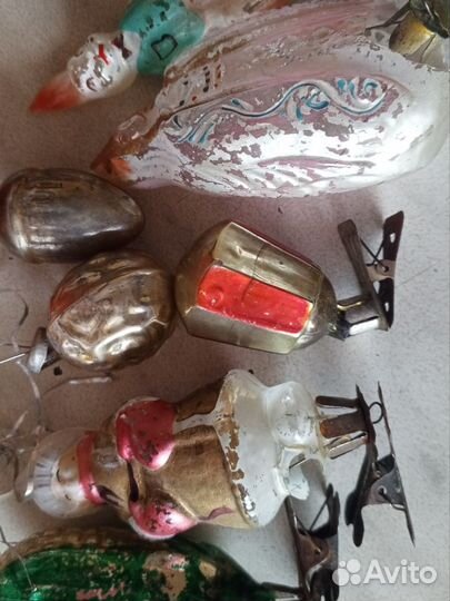 Елочные игрушки СССР на прищепке и дед.мороз