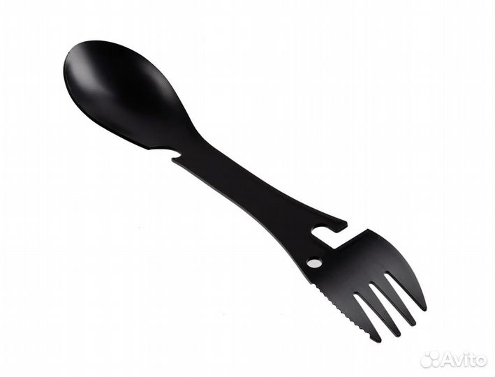 Туристическая ложка - вилка 5 в 1, Черная