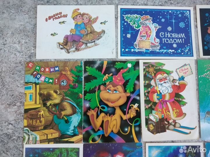 16 шт. Одним лотом. Открытки С Новым Годом
