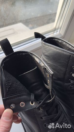 Мужские кожаные ботинки с начесом 45 размер