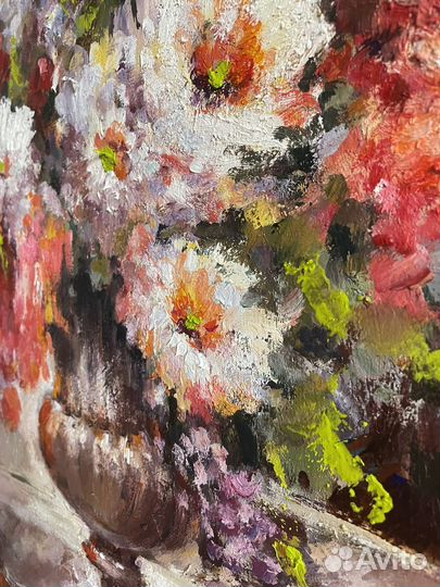 Картина маслом на холсте большая Букет цветов