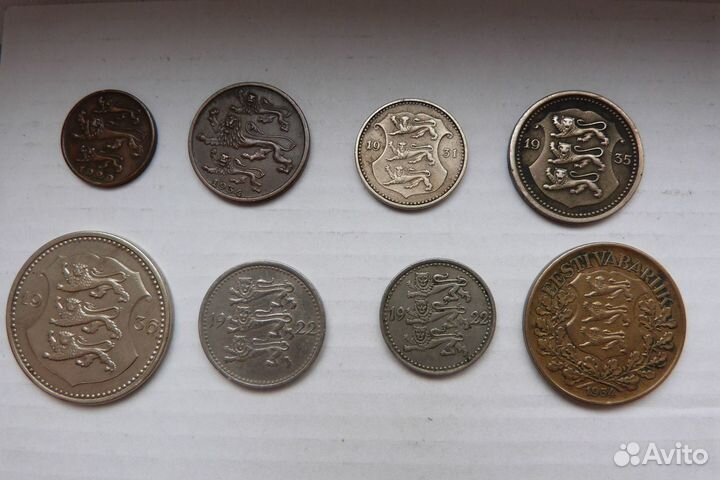 Комплект первых монет Эстонии 1922-1936