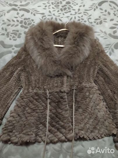 Меховой вязаный пиджак из кролика