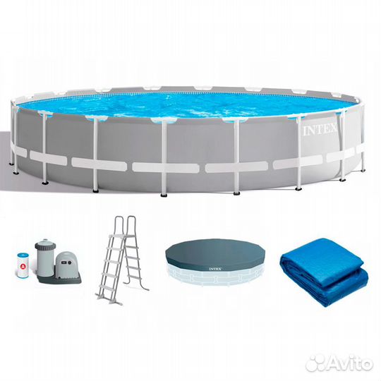 Бассейн 457x107см+насос+лестница+тент Новый