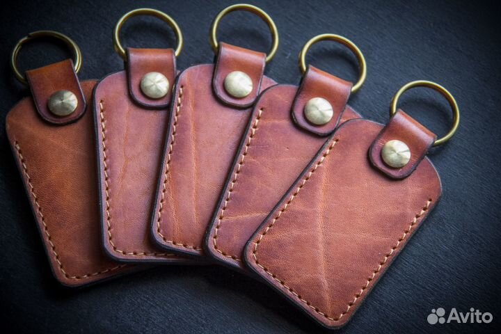 Чехол для ключа домофона, брелок, кожа, латунь