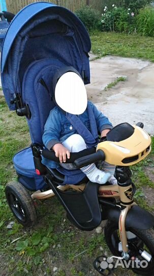 Трехколесный велосипед с тростью