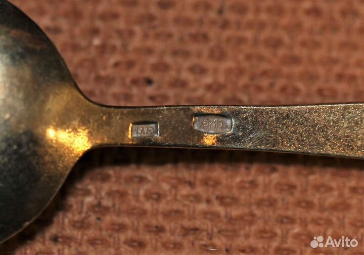 Ложка кофейная серебро 875 пробы эмаль