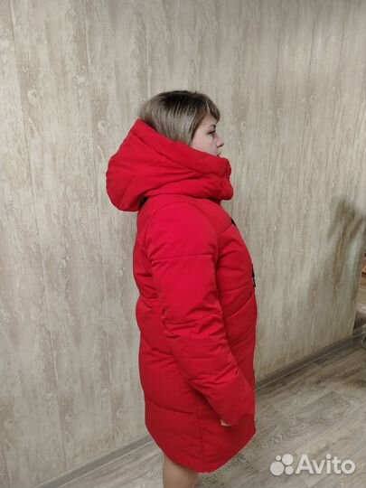 Пальто женское зимнее 50 52 с капюшоном