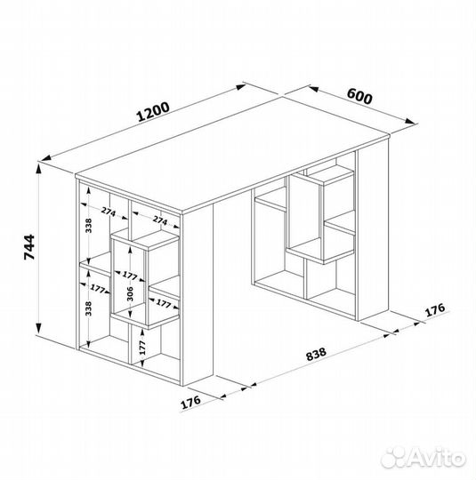 Новый письменный стол, шхгхв: 120х60х74 см
