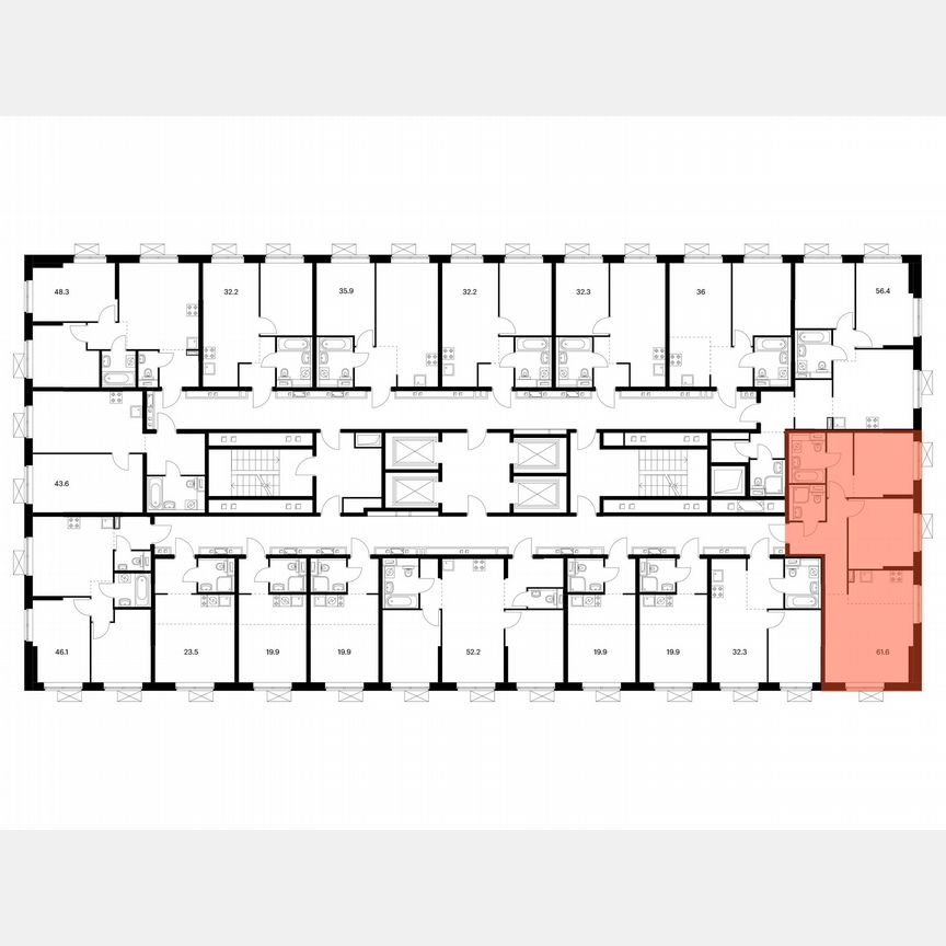 2-к. квартира, 61,8 м², 16/24 эт.