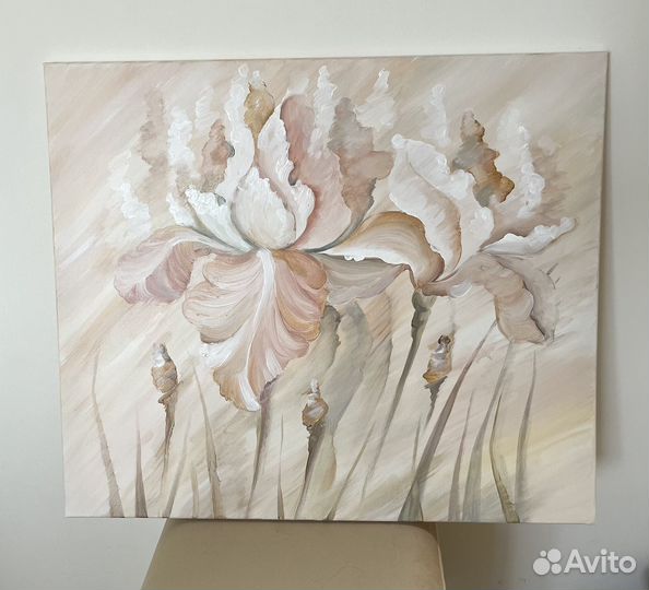 Картина в наличии 60х70 см «Нежные ирисы»