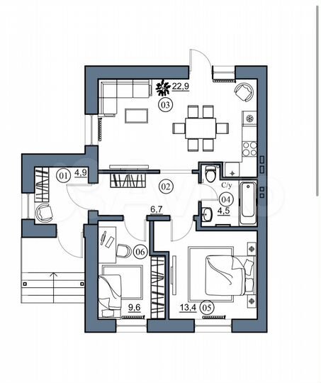 Дом 66,1 м² на участке 4,5 сот.
