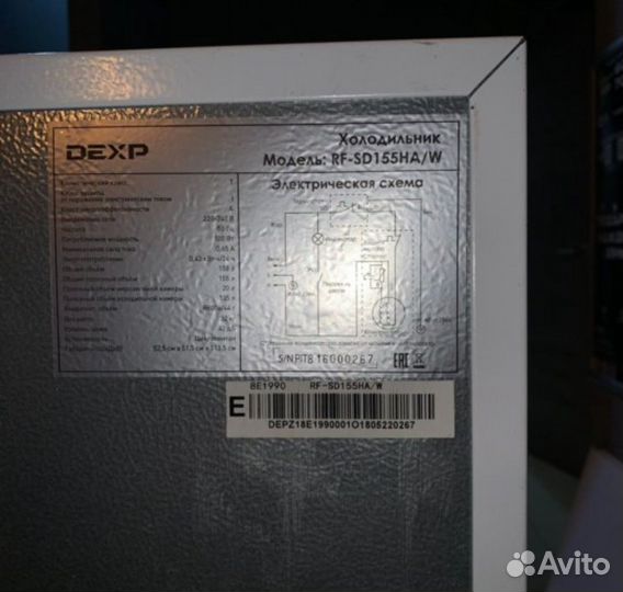 Холодильник dexp RF-SD155HA/W белый