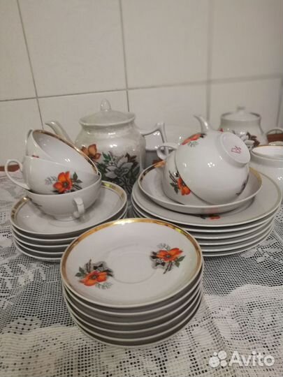 Чайные сервизы дулево вербилки, тарелки, вилки