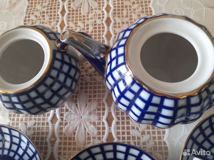 Сервиз кобальтовая сетка. лфз