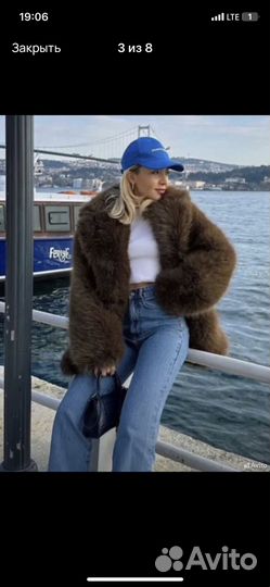 Шуба коричневая с капюшоном S M L zara lime