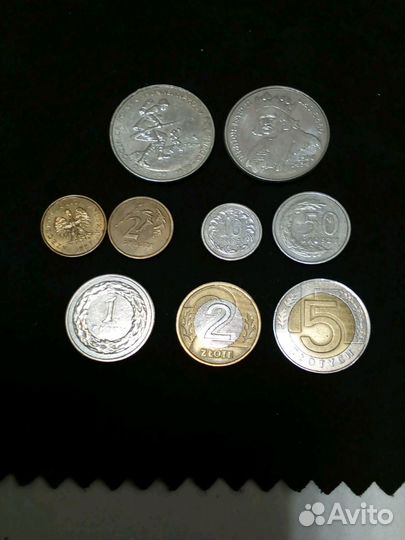 Монеты Польша 2,10,50, грошей,1,2,5 злотых,2*500 з