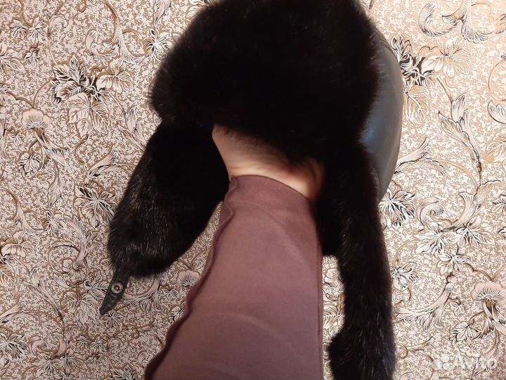 Шапка зимняя из норки и кожи