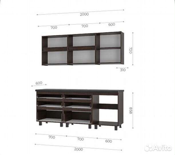 Кухонный гарнитур 2м венге/дуб коафт (Лофт)