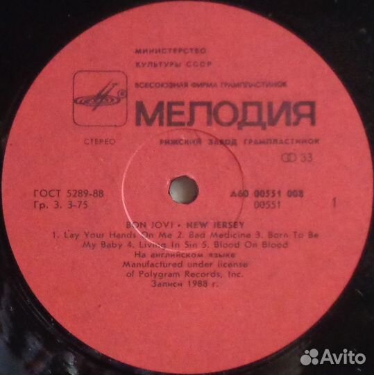 Виниловая пластинка Bon Jovi - New Jersey