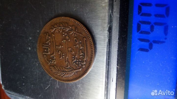 Монета французский тунис(арабская вязь) 1912 г.мед