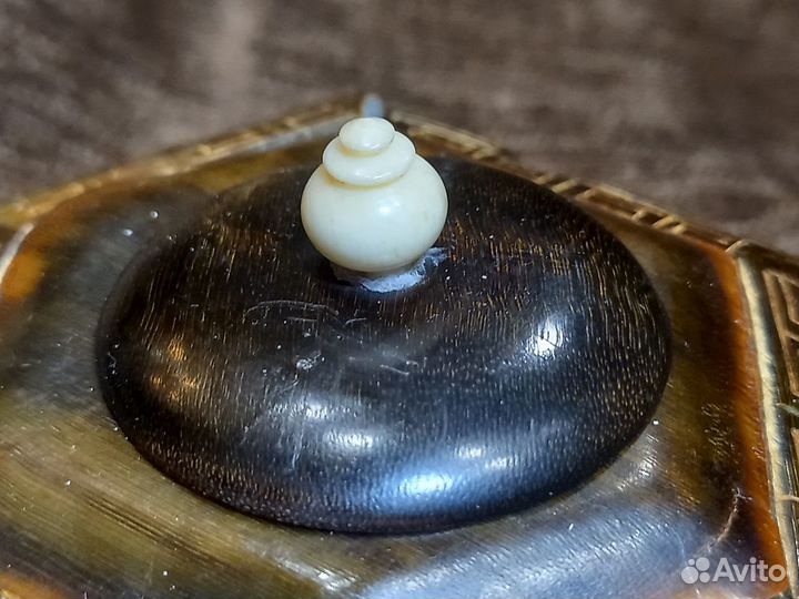 Старинный китайский чайник 19 в, резьба кость рог