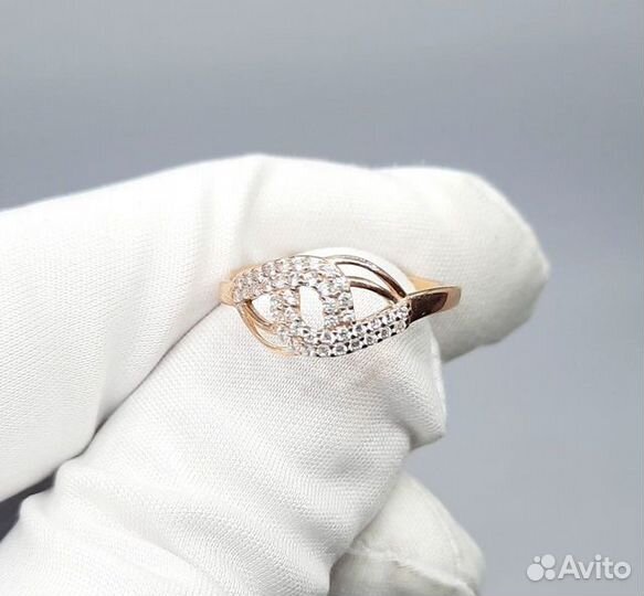 Золотое кольцо с фианитом 17,5р
