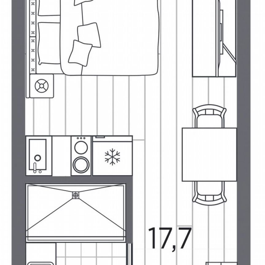 Апартаменты-студия, 21,5 м², 3/13 эт.