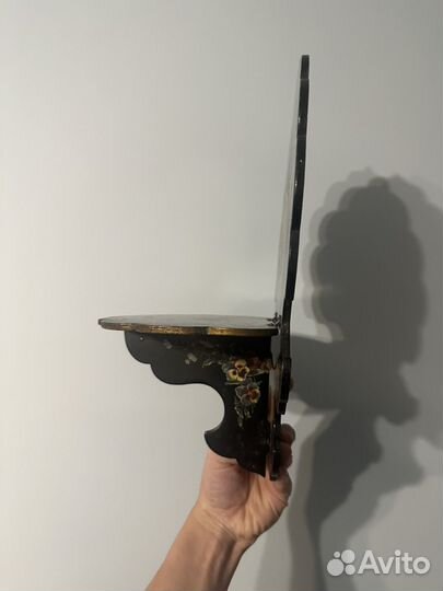 Антикварная складная полочка из папье-маше