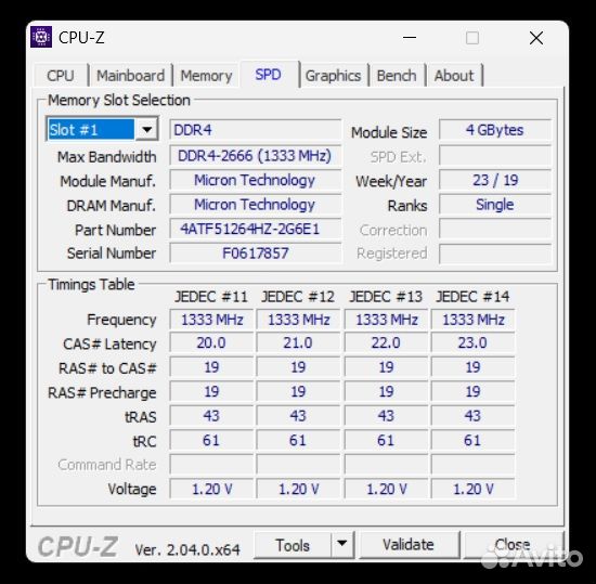 Оперативная память для ноутбука ddr4 4gb