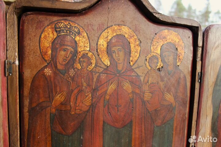 Икона Триптих Складень Богородицы Архангелы 70*44