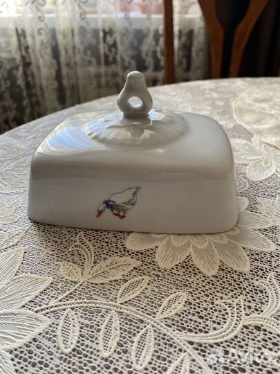 Чешский фарфор гуси крышка от маслёнки