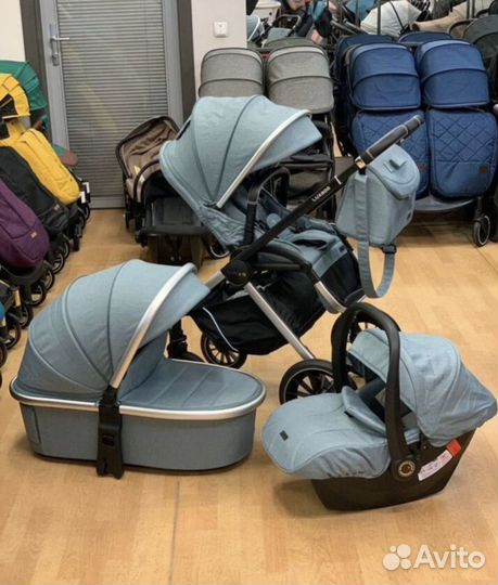 Коляска 3в1 Новая качество (оливковый)