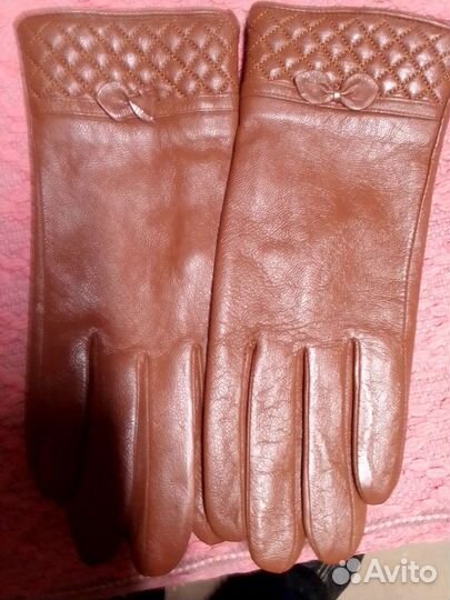 Перчатки женские кожаные