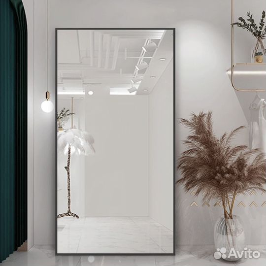 Зеркало в черной раме прямоугольное 90*195см