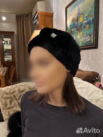 Шапка женская вязаный мех новая