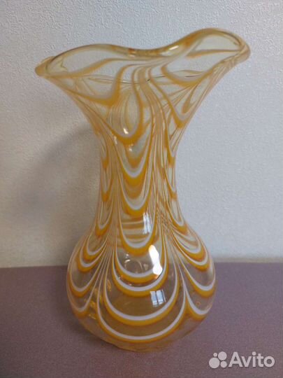 Ваза цветное стекло гутная техника СССР