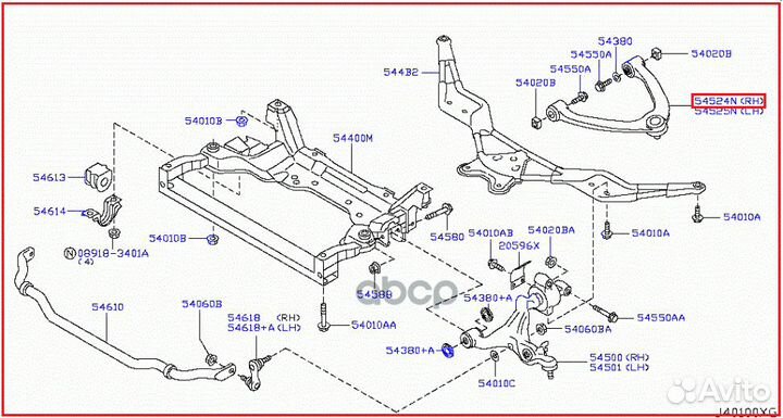 Рычаг передний верхний правый 54524JL00C 54524