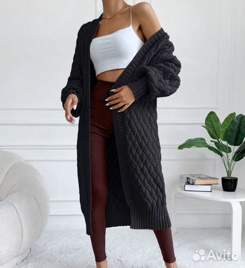 Кардиган длинный орюверсайз вязанный