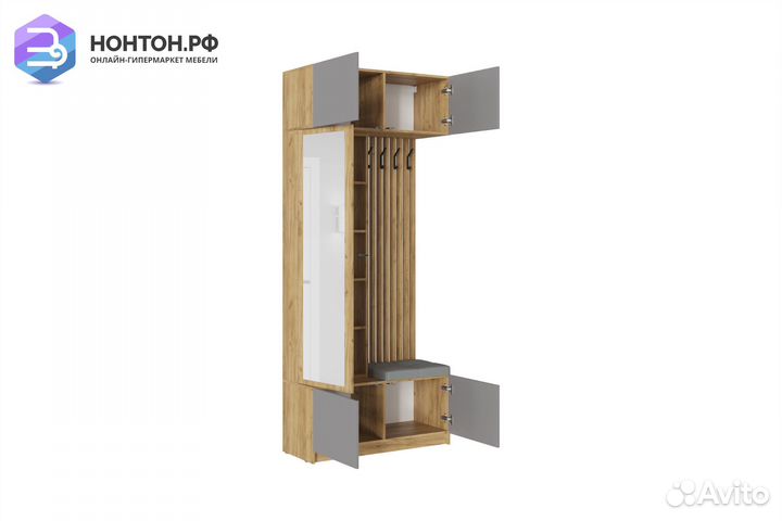 Прихожая Бостон дуб крафт золотой / серый шифер